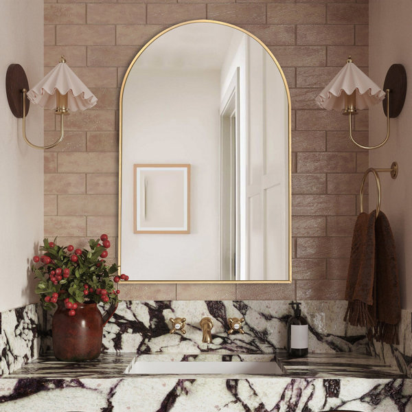 Ebern Designs Juny Arched Bathroom Aluminium Arch Wall Mirror | Wayfair